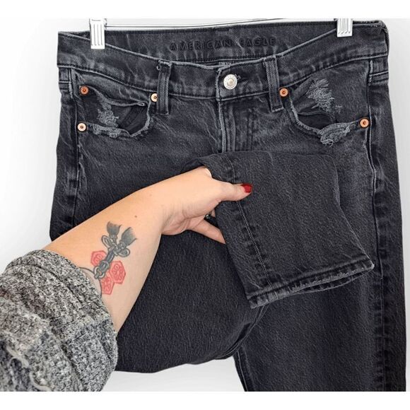 American Eagle Stretch 90s Skinny Jean in Charcoal Wash size 6 Short - Picture 3 of 8